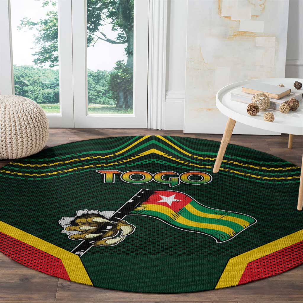 Togo Round Carpet Lion Claw Flag Sport Style - African Pride