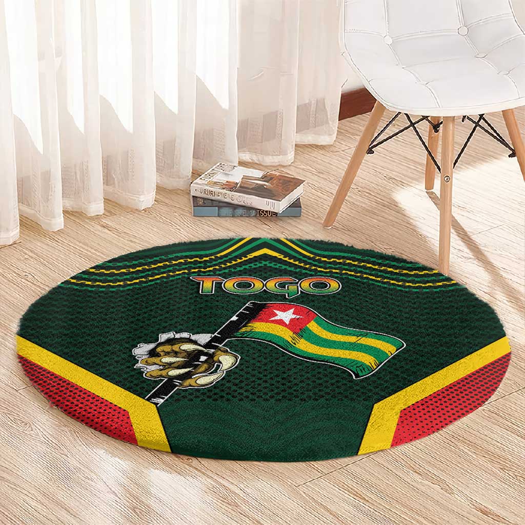 Togo Round Carpet Lion Claw Flag Sport Style - African Pride