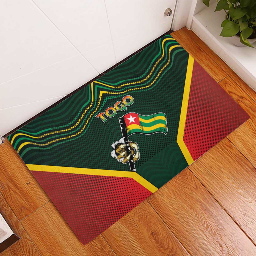 Togo Rubber Doormat Lion Claw Flag Sport Style - African Pride