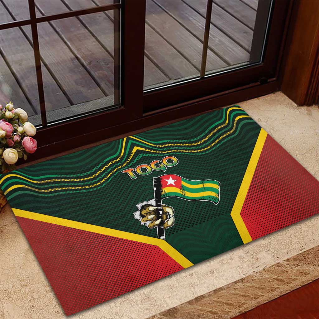 Togo Rubber Doormat Lion Claw Flag Sport Style - African Pride