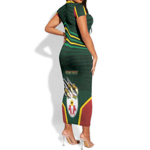 Personalized Togo Short Sleeve Bodycon Dress Lion Claw Flag Sport Style - African Pride