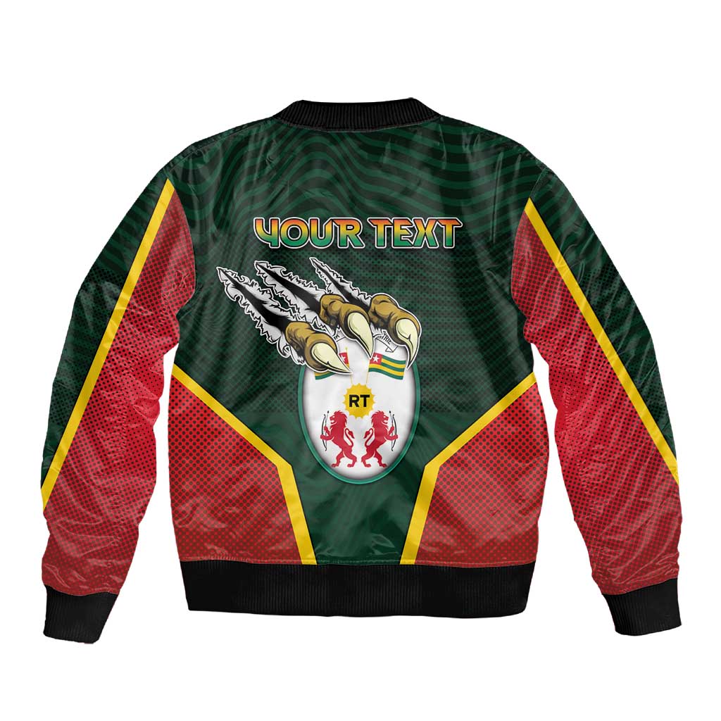 Personalized Togo Sleeve Zip Bomber Jacket Lion Claw Flag Sport Style - African Pride