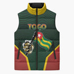 Personalized Togo Sleeveless Puffer Jacket Lion Claw Flag Sport Style - African Pride