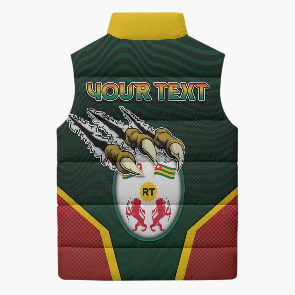 Personalized Togo Sleeveless Puffer Jacket Lion Claw Flag Sport Style - African Pride