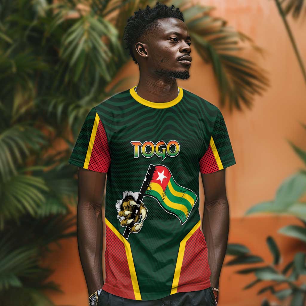 Personalized Togo T shirt Lion Claw Flag Sport Style - African Pride