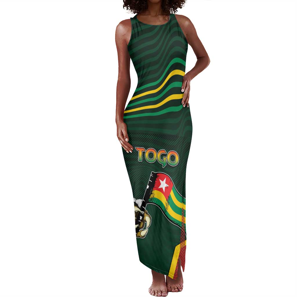 Personalized Togo Tank Maxi Dress Lion Claw Flag Sport Style - African Pride