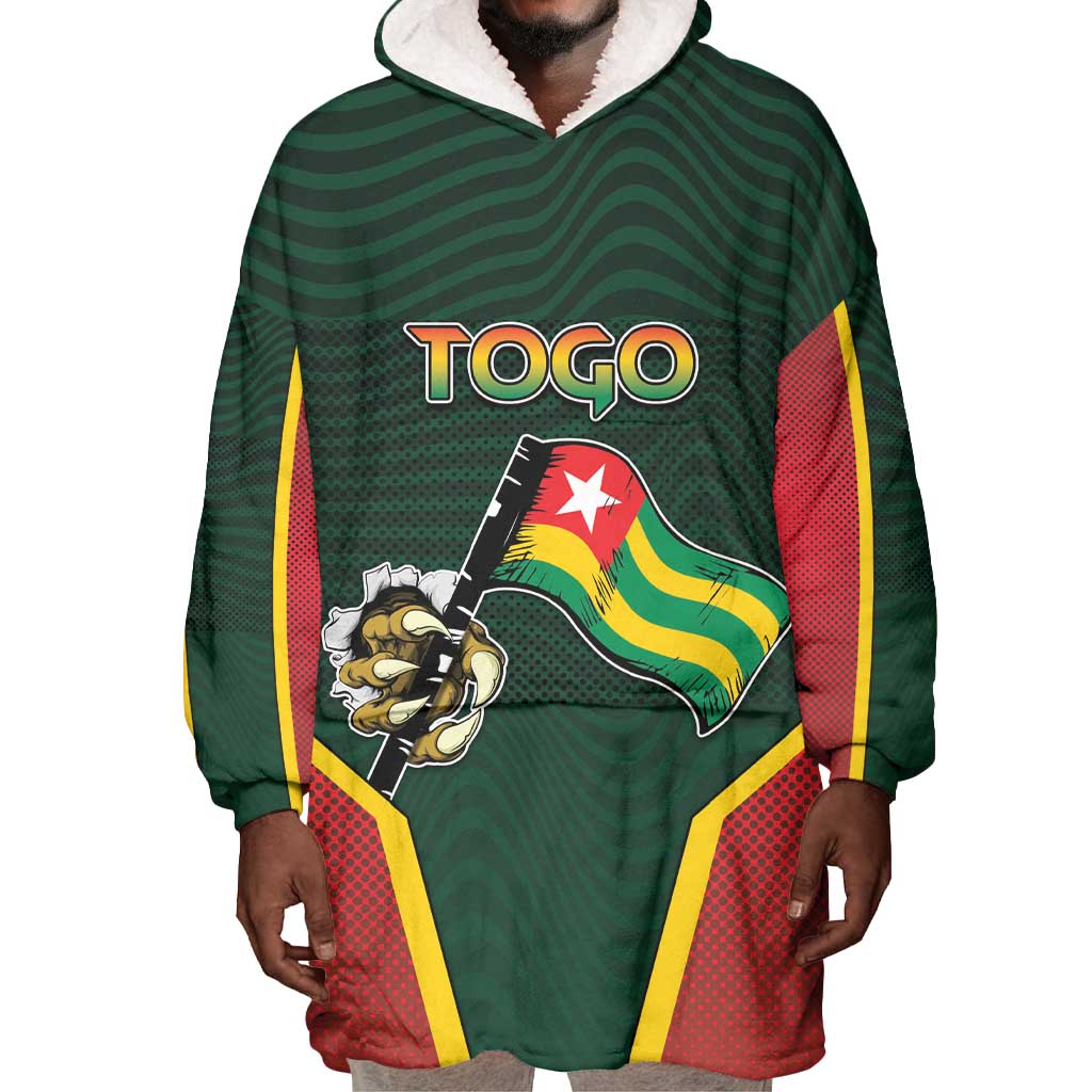 Personalized Togo Wearable Blanket Hoodie Lion Claw Flag Sport Style - African Pride