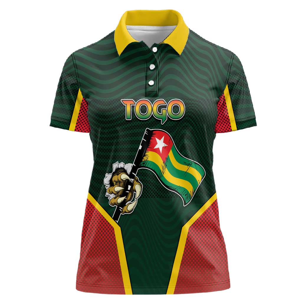 Personalized Togo Women Polo Shirt Lion Claw Flag Sport Style - African Pride