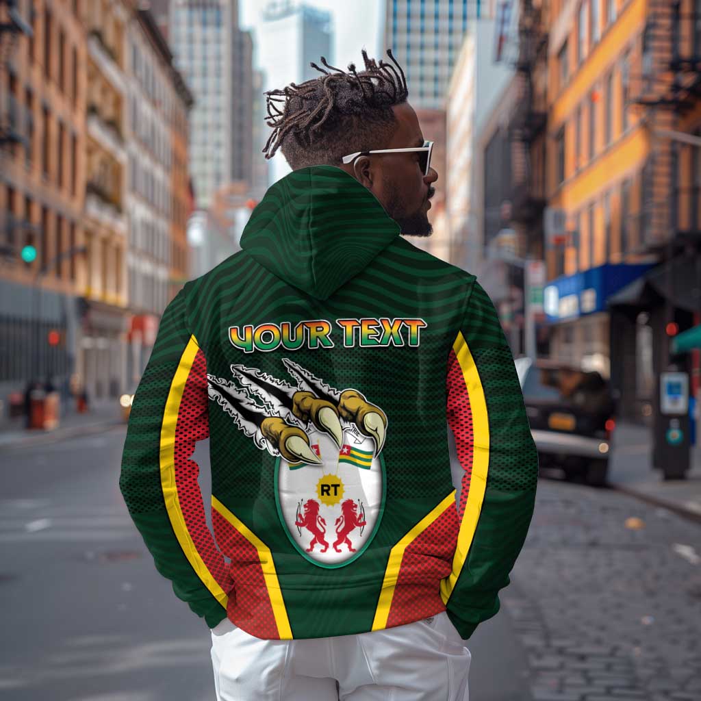 Personalized Togo Zip Hoodie Lion Claw Flag Sport Style - African Pride