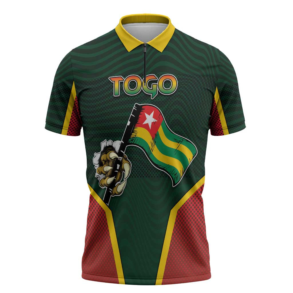 Personalized Togo Zipper Polo Shirt Lion Claw Flag Sport Style - African Pride