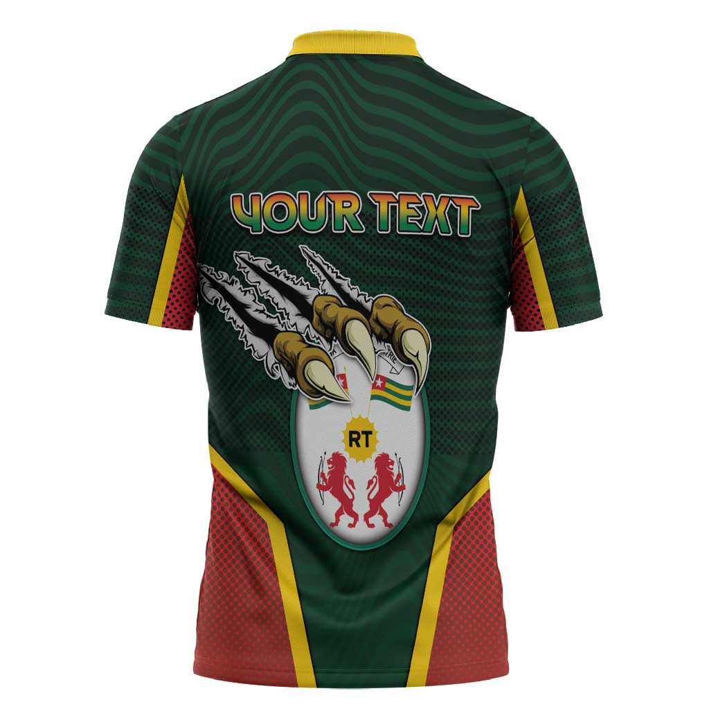 Personalized Togo Zipper Polo Shirt Lion Claw Flag Sport Style - African Pride