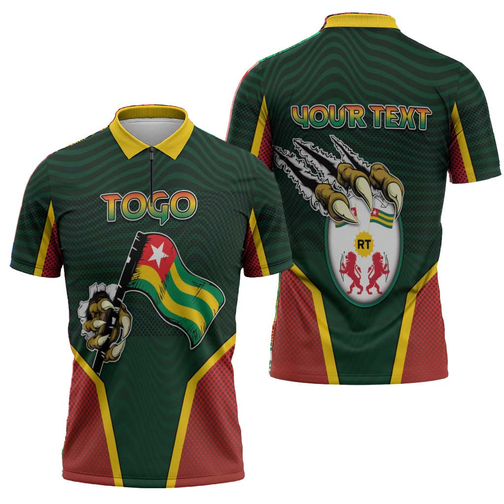 Personalized Togo Zipper Polo Shirt Lion Claw Flag Sport Style - African Pride