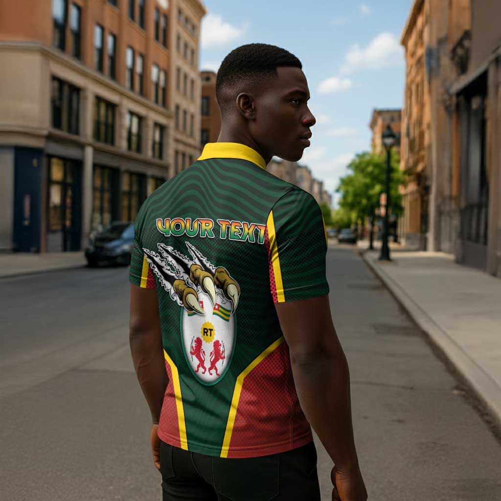 Personalized Togo Zipper Polo Shirt Lion Claw Flag Sport Style - African Pride