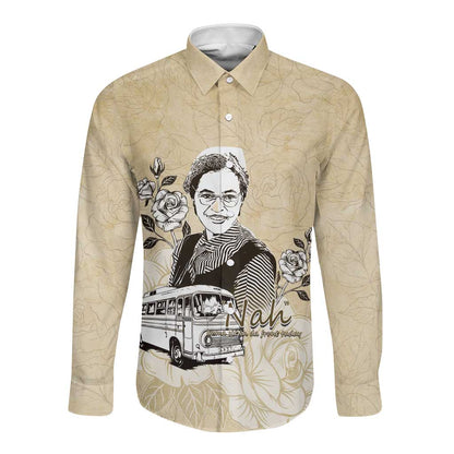 Nah Rosa Parks African Long Sleeve Button Shirt Black Women History - African Pride