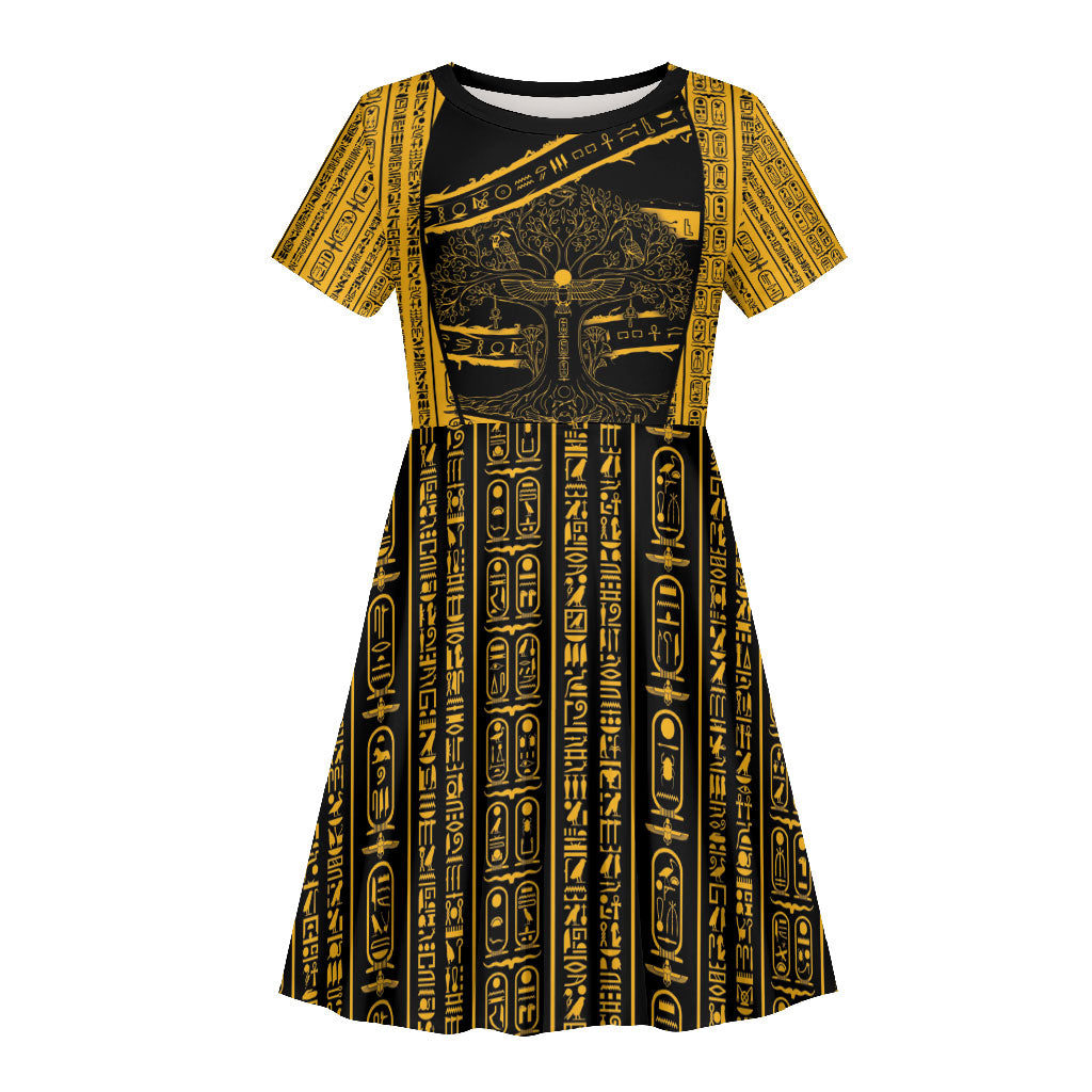 Egypt Tree Of Life Kid Short Sleeve Dress The Fig In Ancient Egyptian