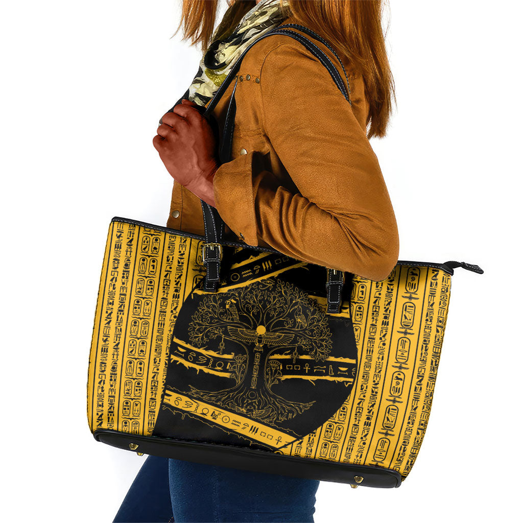 Egypt Tree Of Life Leather Tote Bag The Fig In Ancient Egyptian