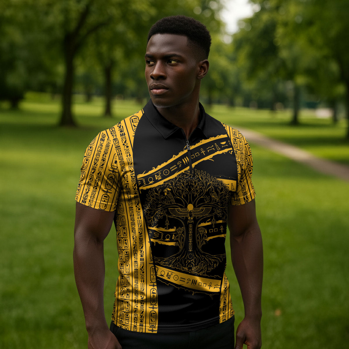 Egypt Tree Of Life Zipper Polo Shirt The Fig In Ancient Egyptian