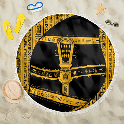 Egypt Sistrum Beach Blanket Ancient Mythology Sacred Rattling Instrument