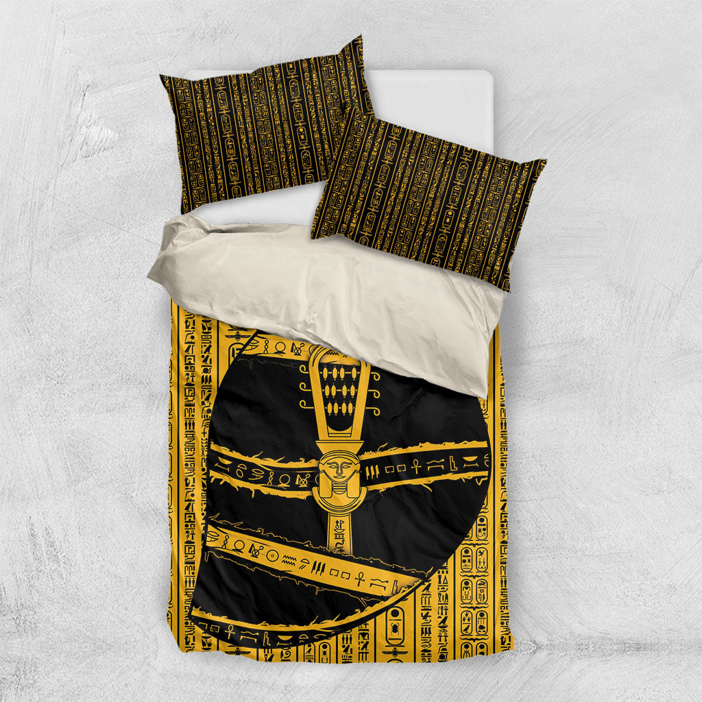 Egypt Sistrum Bedding Set Ancient Mythology Sacred Rattling Instrument