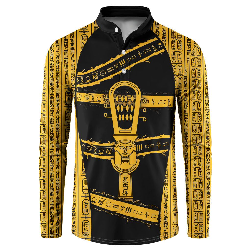 Egypt Sistrum Button Sweatshirt Ancient Mythology Sacred Rattling Instrument