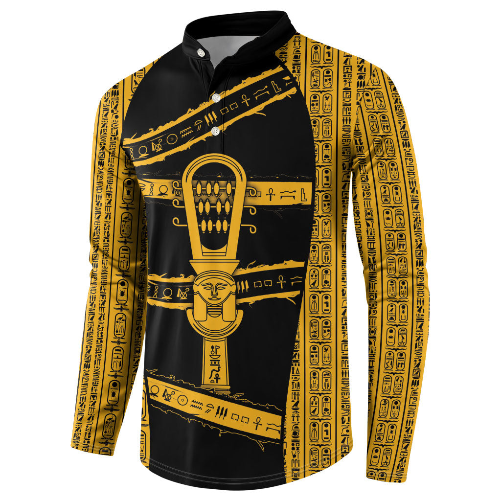 Egypt Sistrum Button Sweatshirt Ancient Mythology Sacred Rattling Instrument