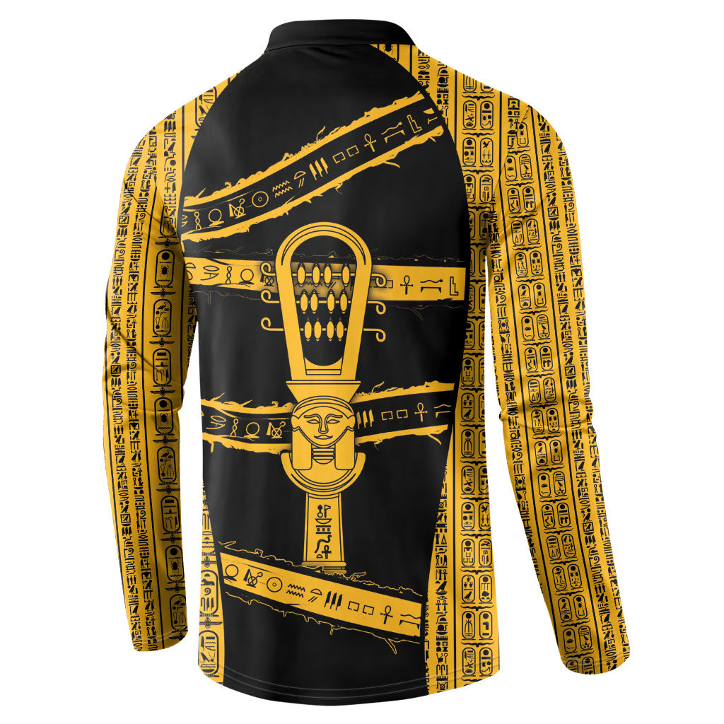 Egypt Sistrum Button Sweatshirt Ancient Mythology Sacred Rattling Instrument
