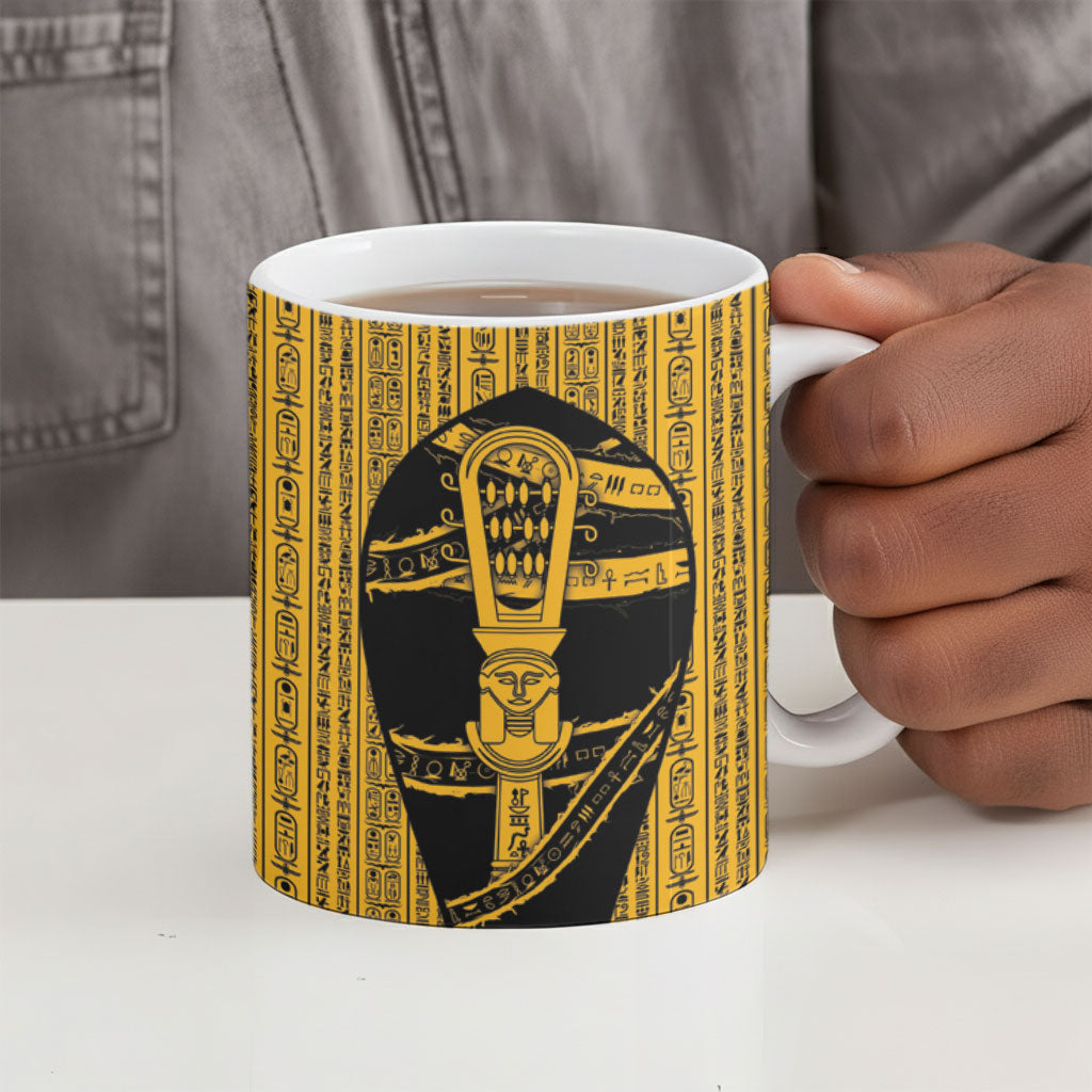 Egypt Sistrum Ceramic Mug Ancient Mythology Sacred Rattling Instrument