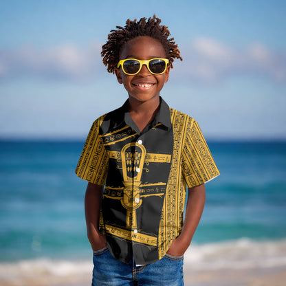 Egypt Sistrum Kid Hawaiian Shirt Ancient Mythology Sacred Rattling Instrument