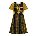 Egypt Sistrum Kid Short Sleeve Dress Ancient Mythology Sacred Rattling Instrument