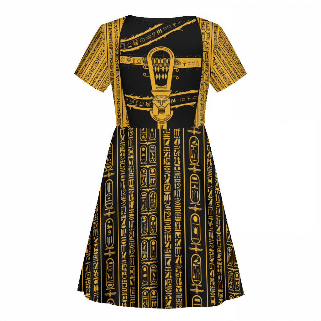 Egypt Sistrum Kid Short Sleeve Dress Ancient Mythology Sacred Rattling Instrument