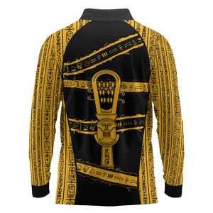 Egypt Sistrum Long Sleeve Polo Shirt Ancient Mythology Sacred Rattling Instrument