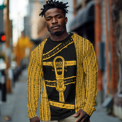 Egypt Sistrum Long Sleeve Shirt Ancient Mythology Sacred Rattling Instrument