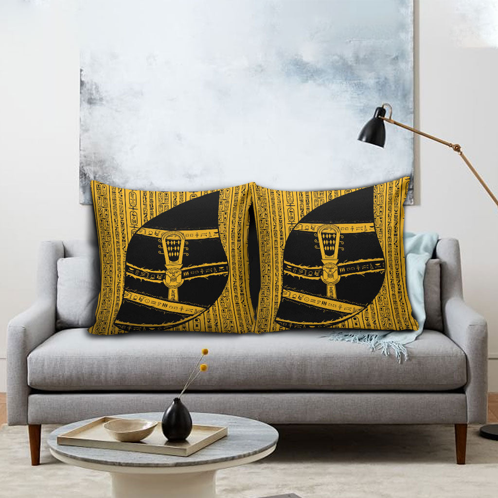 Egypt Sistrum Pillow Cover Ancient Mythology Sacred Rattling Instrument