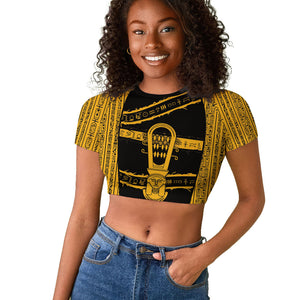 Egypt Sistrum Raglan Cropped T shirt Ancient Mythology Sacred Rattling Instrument