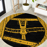 Egypt Sistrum Round Carpet Ancient Mythology Sacred Rattling Instrument