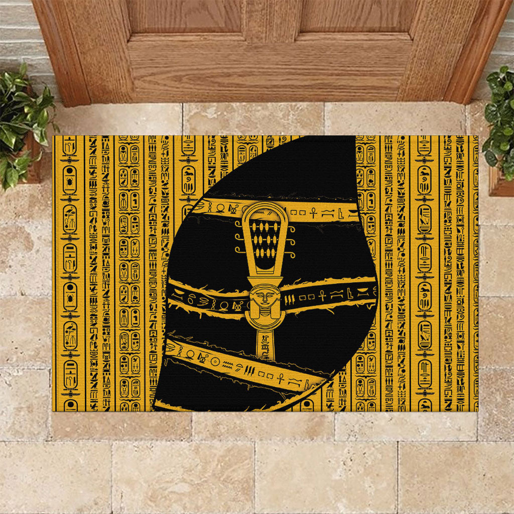 Egypt Sistrum Rubber Doormat Ancient Mythology Sacred Rattling Instrument