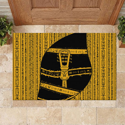 Egypt Sistrum Rubber Doormat Ancient Mythology Sacred Rattling Instrument