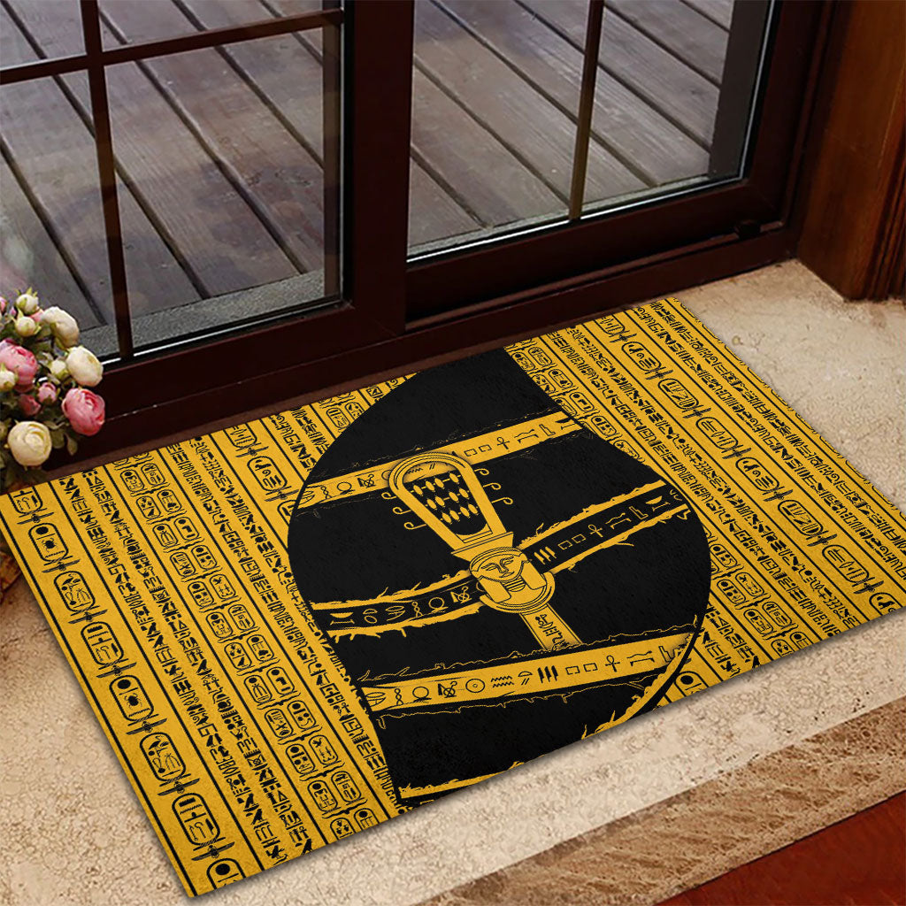 Egypt Sistrum Rubber Doormat Ancient Mythology Sacred Rattling Instrument
