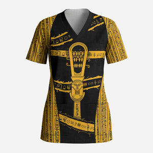 Egypt Sistrum Scrub Top Ancient Mythology Sacred Rattling Instrument