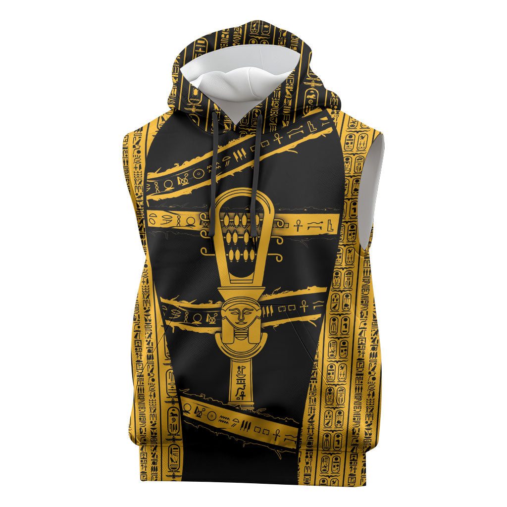 Egypt Sistrum Sleeveless Hoodie Ancient Mythology Sacred Rattling Instrument