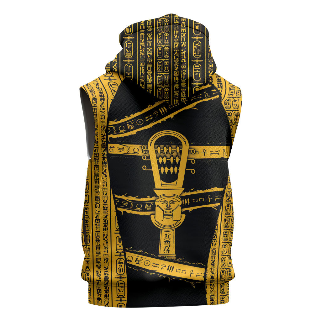 Egypt Sistrum Sleeveless Hoodie Ancient Mythology Sacred Rattling Instrument