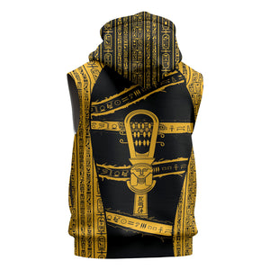 Egypt Sistrum Sleeveless Hoodie Ancient Mythology Sacred Rattling Instrument