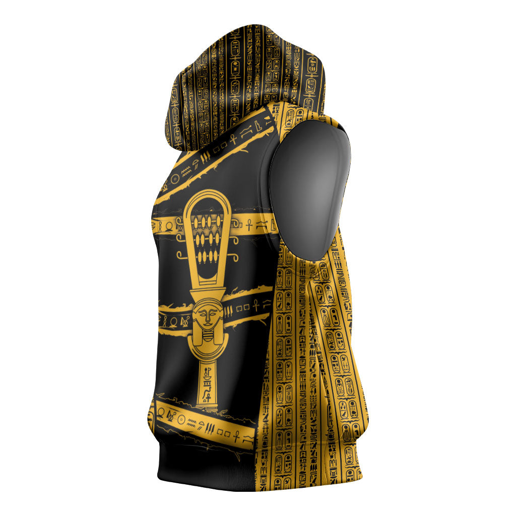 Egypt Sistrum Sleeveless Hoodie Ancient Mythology Sacred Rattling Instrument
