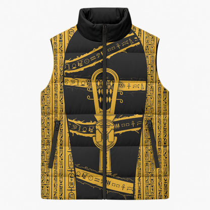 Egypt Sistrum Sleeveless Puffer Jacket Ancient Mythology Sacred Rattling Instrument