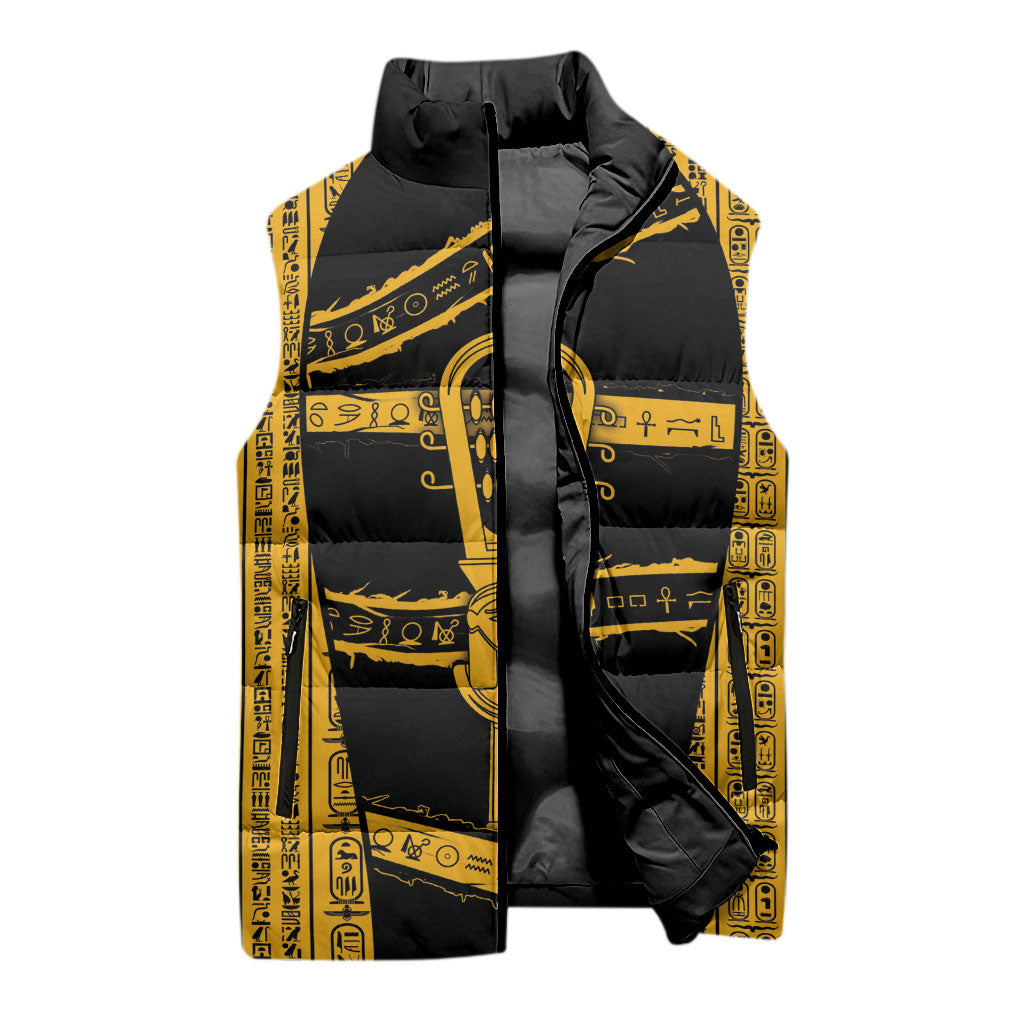 Egypt Sistrum Sleeveless Puffer Jacket Ancient Mythology Sacred Rattling Instrument