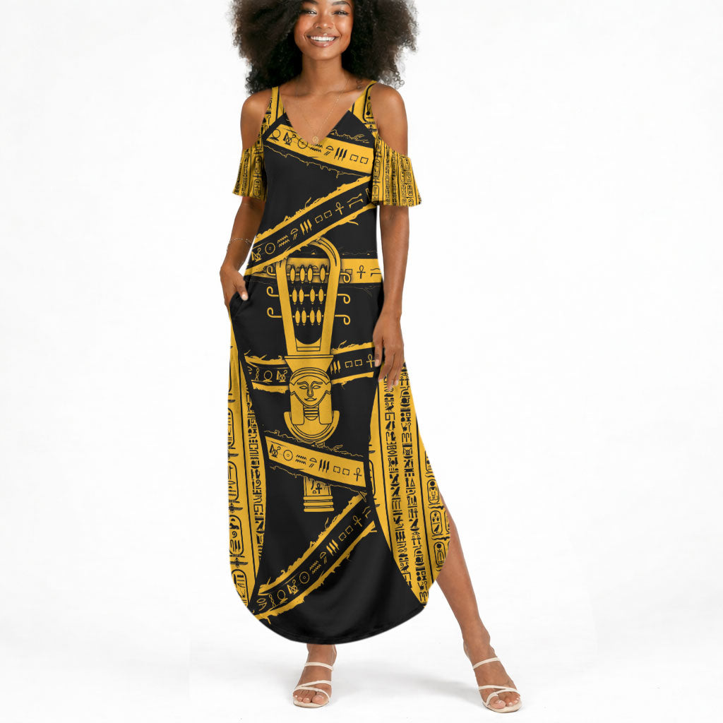 Egypt Sistrum Summer Maxi Dress Ancient Mythology Sacred Rattling Instrument
