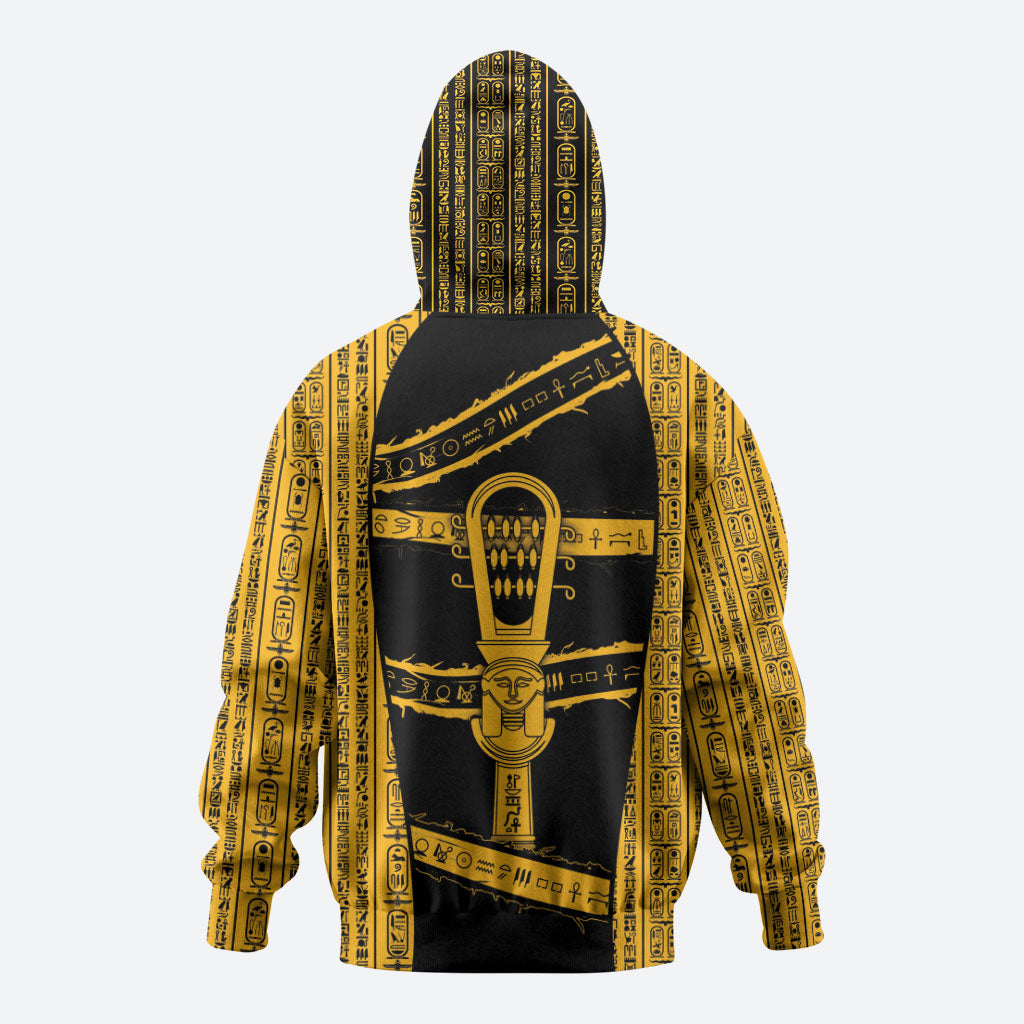 Egypt Sistrum Zip Hoodie Ancient Mythology Sacred Rattling Instrument