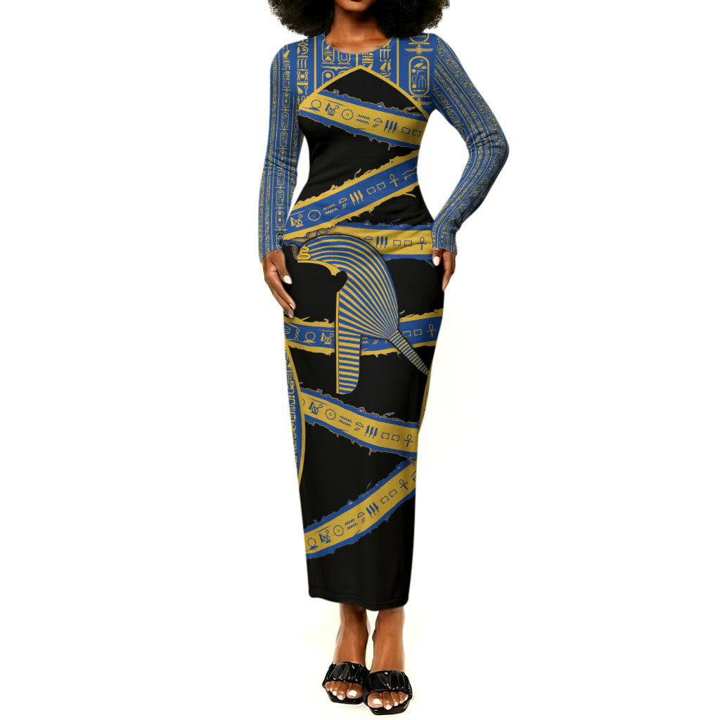Egypt Nemyss Long Sleeve Bodycon Dress Ancient Mythology Pharaoh Royal
