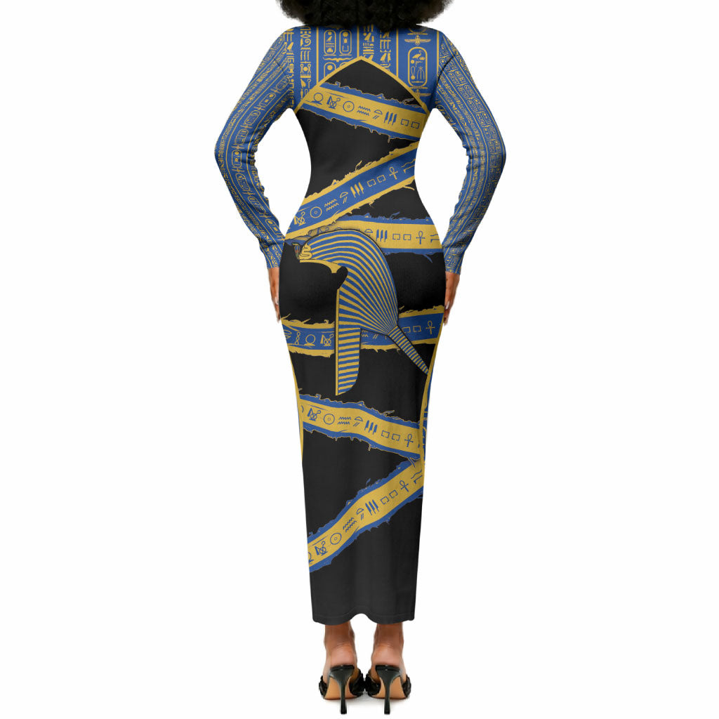 Egypt Nemyss Long Sleeve Bodycon Dress Ancient Mythology Pharaoh Royal