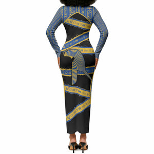 Egypt Nemyss Long Sleeve Bodycon Dress Ancient Mythology Pharaoh Royal